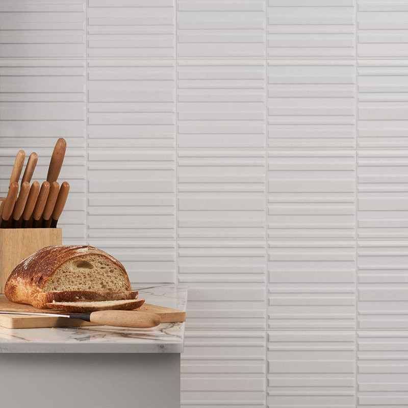 Sydney 8x16 3D Mixed Finish Ceramic Tile, Silver