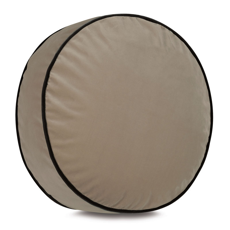 Uma Velvet Circular Pillow Cover & Insert, Uma Khaki