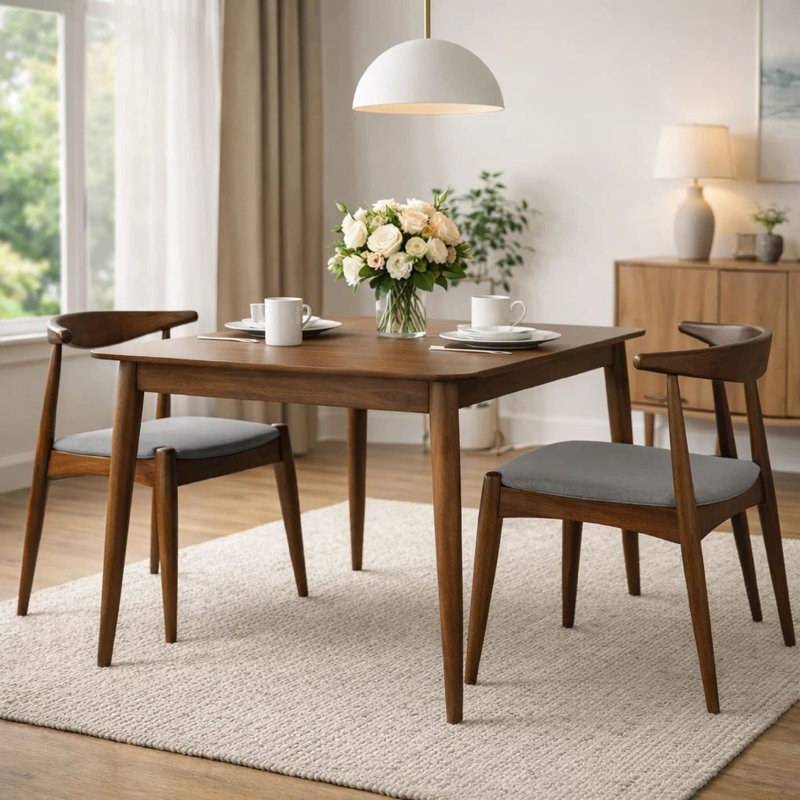 Ensemble de 2 chaises d'appoint Syma, dossier courbé ouvert, bois brun foncé