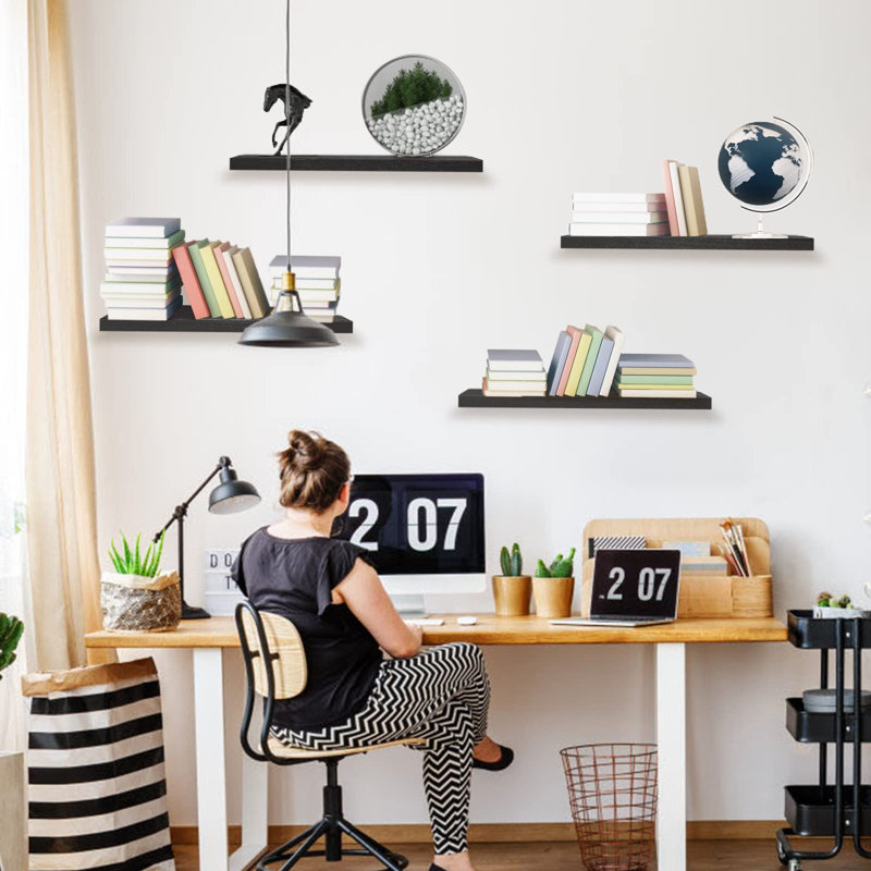 Fein 4 Piece Floating Shelf, Black