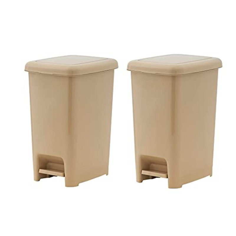 Poubelle à pédale Superio Slim, poubelle beige avec couvercle à pédale 26 litres, cuisine, sous le bureau, bureau, chambre à coucher, salle de bain (2, 4 gallons)