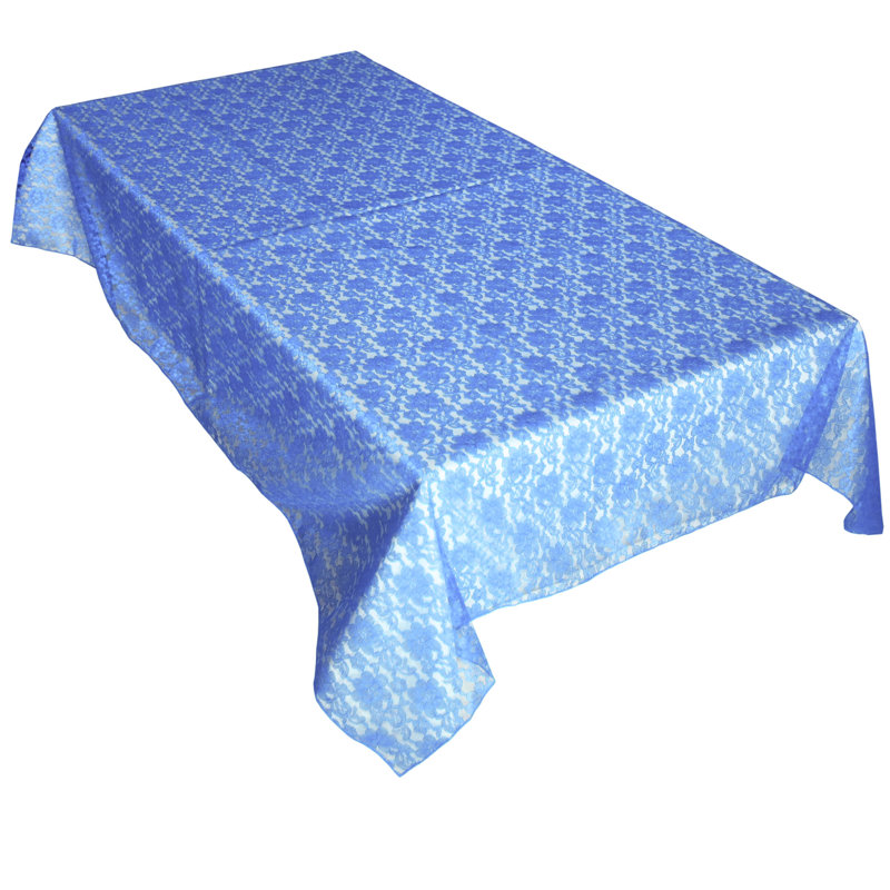 Floral Lace Overlay, 76" x 58", Sea Blue