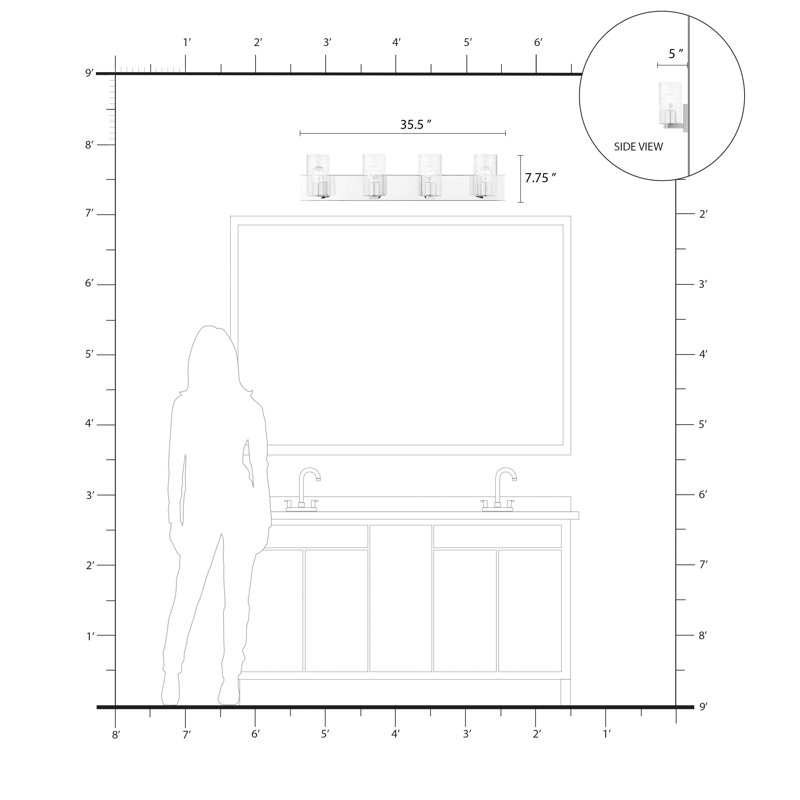 Barre d'éclairage de salle de bain 4 lumières Yvelisse
