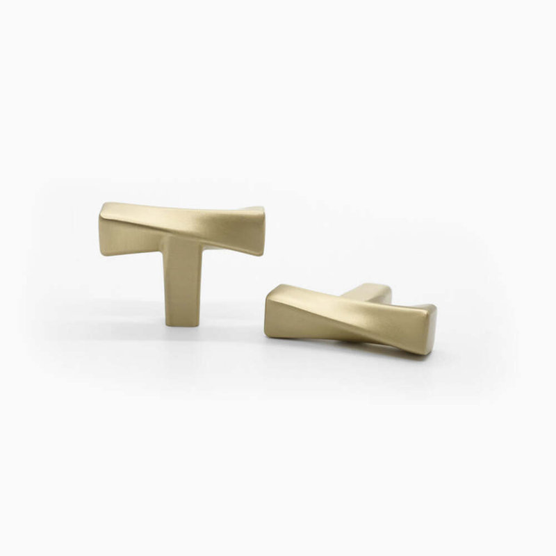 Twist Bar Knob, Satin Brass