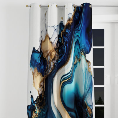 Aureliu - Abstract Marble Blackout Grommet Curtain - 1 panel