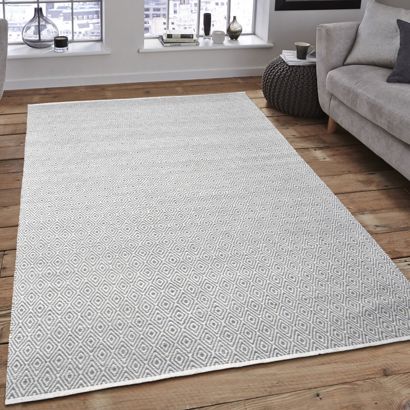 Nevitt Wool Geometric Indoor Rug, Rectangle 7'9" x 9'9", Ivory/Gray
