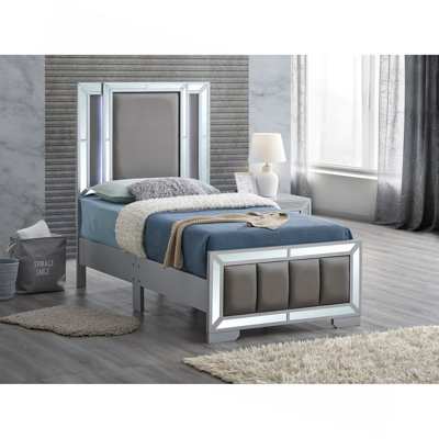 Twin Bed (Mattress Not Included), Silver