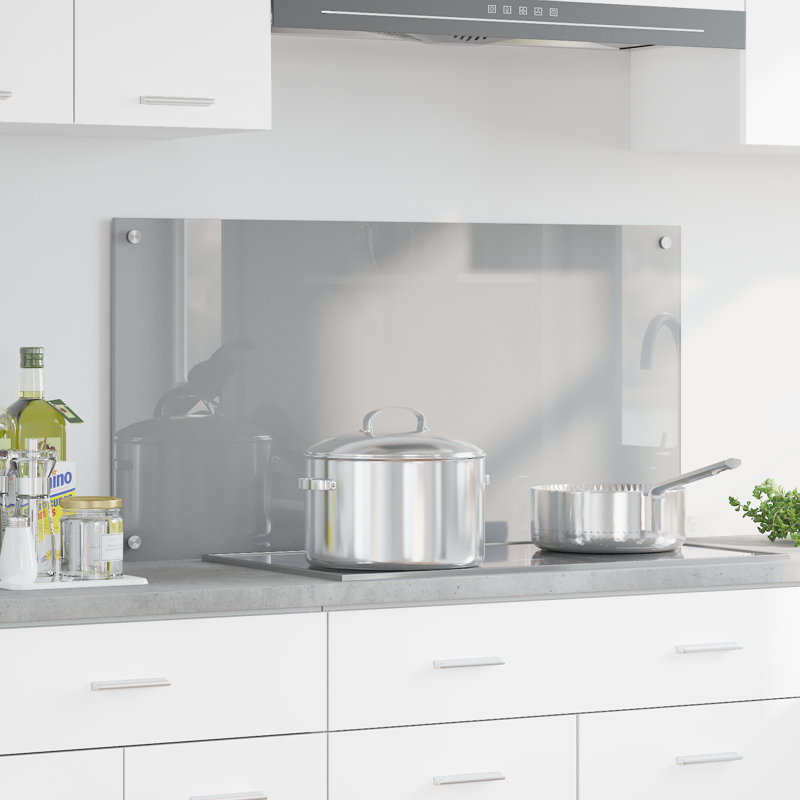 Kitchen Backsplash Tempered Glass, 50 x 100 cm, Light Grey