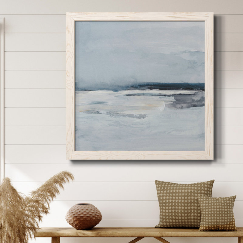 Inky Coastline II - Toile encadrée de qualité supérieure - prête à être accrochée, Blanc, H 20 po x l 20 po x P 1,5 po