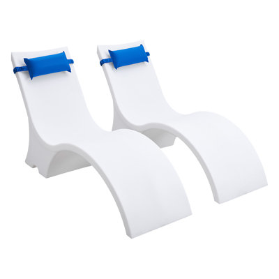 Chaises longues de piscine, méridienne avec appui-tête, chaises longues lestées dans la piscine pour des profondeurs d'eau allant jusqu'à 15 po, meubles de patio anti-flottant pour tablette et rebord de bronzage, 440 lb