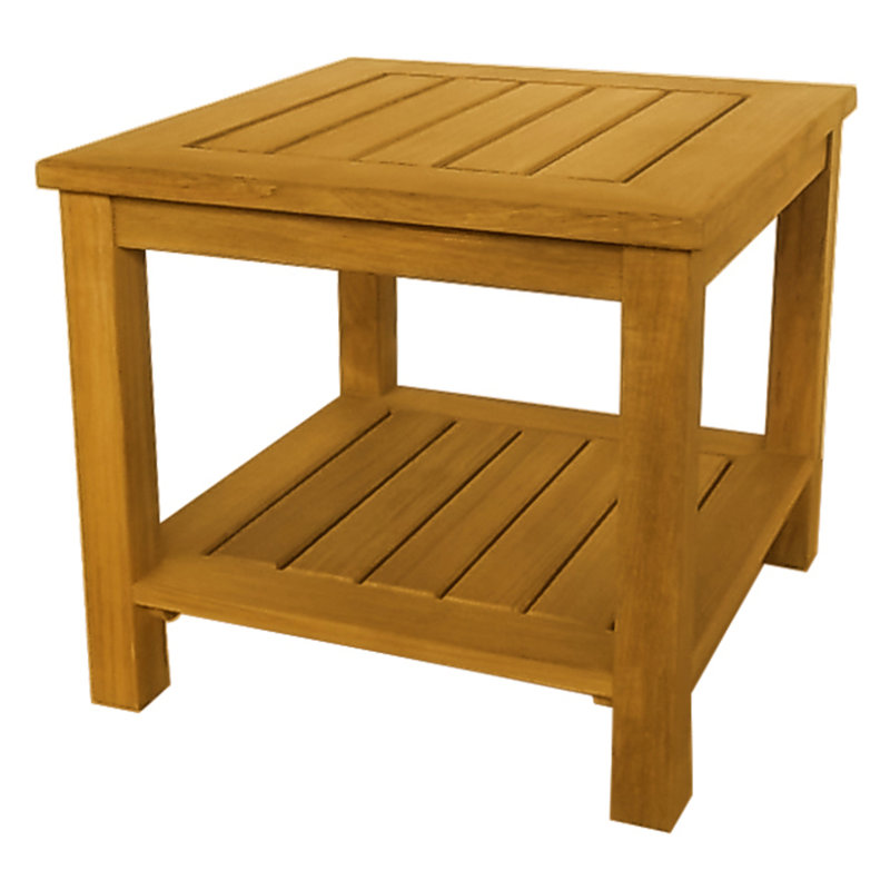 Newport 22" Teak Outdoor Square Side Table Shelf