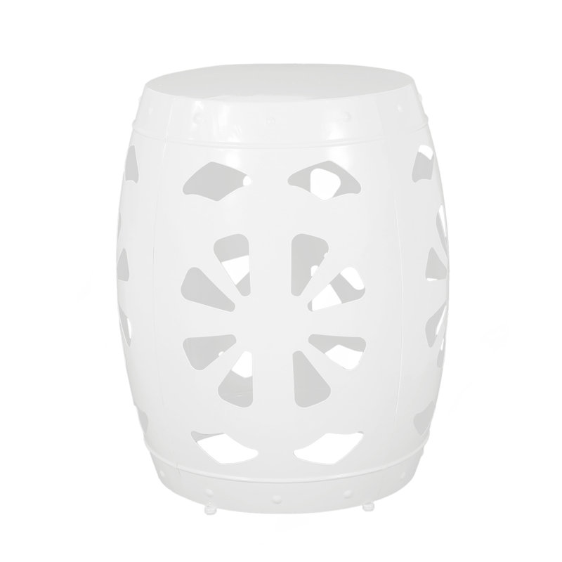 Metal End Table Large, White