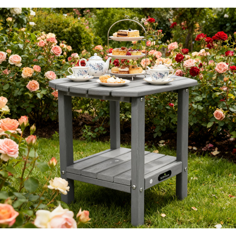 2-Tier Storage Adirondack Side Table,Grey