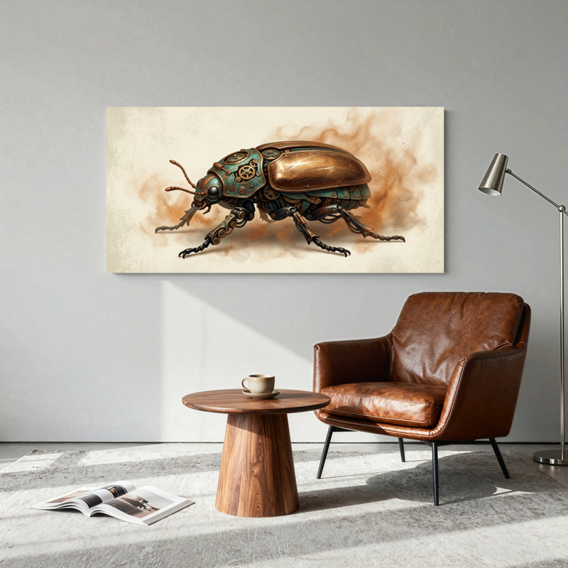 Ensemble de 1 tableau mural sur toile Scarabée Steampunk, 32“W x 16”H, Wrapped Canvas