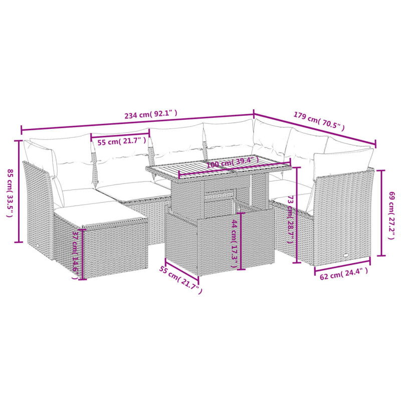 Ensemble de canapé de jardin Vidaxl