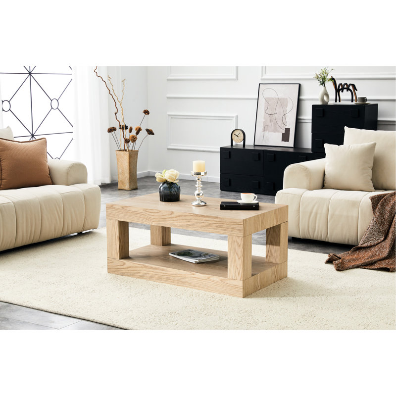 Table basse en bois 2 places pour la maison, gain de place, montage facile, protection du sol, capacité de charge de 113 kg, finition mate