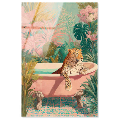 Cheetah Tropical Bathroom Vibes Acrylic Bathroom Wall Art by Art Remedy, Ready to Hang, 20 x 30