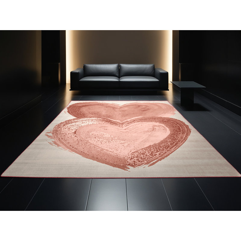 Tapis beige moderne et contemporain lavable à la machine Ritner Valentines, 2 x 4