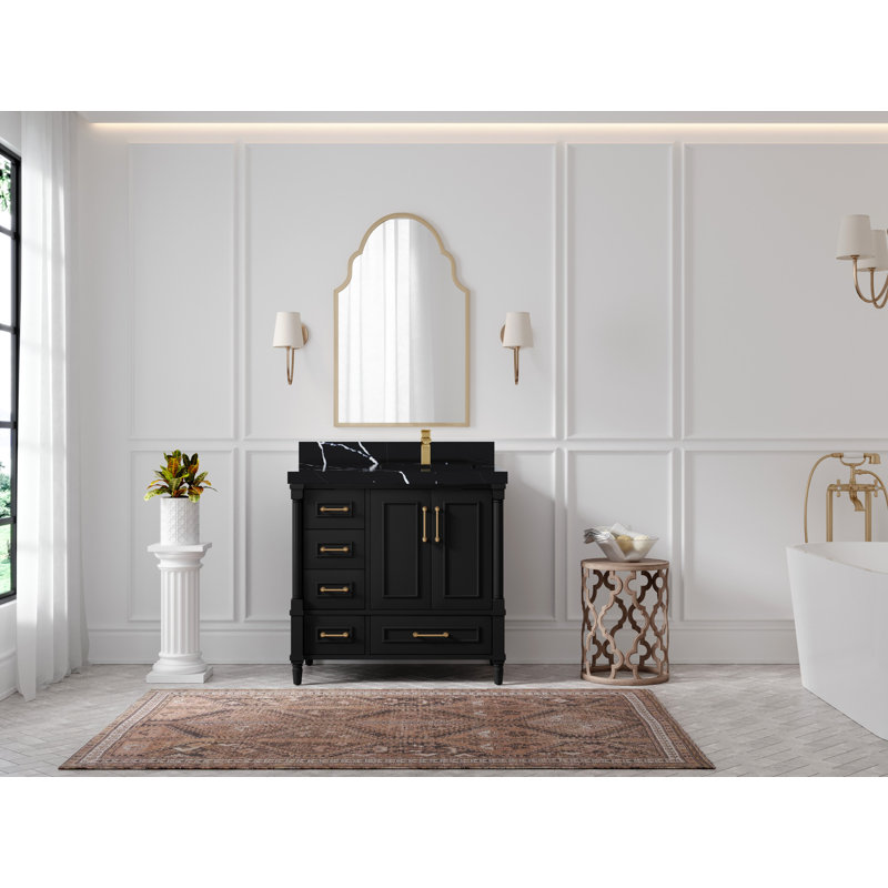 Ensemble de meuble-lavabo simple 36 po Aberdeen, Noir Calacatta