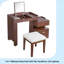Meuble-lavabo 3 en 1 avec miroir rabattable, éclairage DEL, longueur réglable et grands tiroirs - Coiffeuse multifonctionnelle élégante pour la maison-445600620