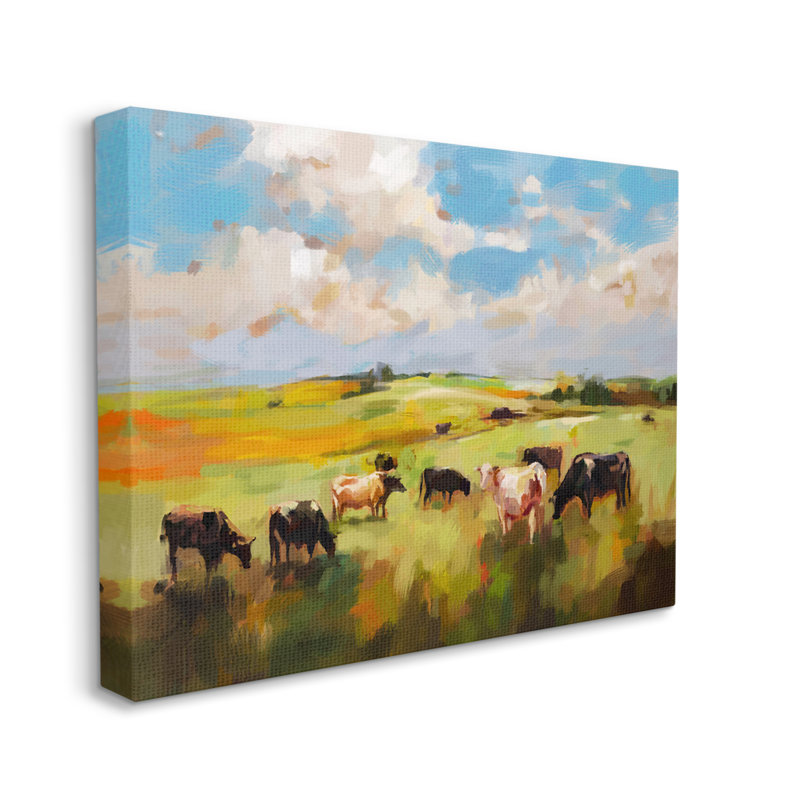 Vaches qui paissent par Ziwei Li, H 30 po x l 40 po x P 1,5 po