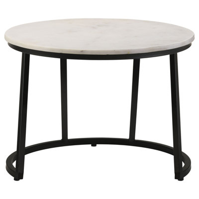 Wilmington White And Black Round Marble Top Coffee Table
