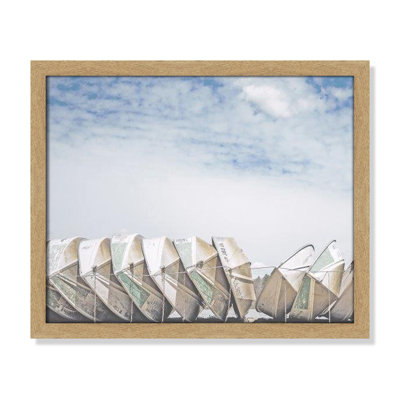 Wooden Boats Framed On Paper by Leah Straatsma Print