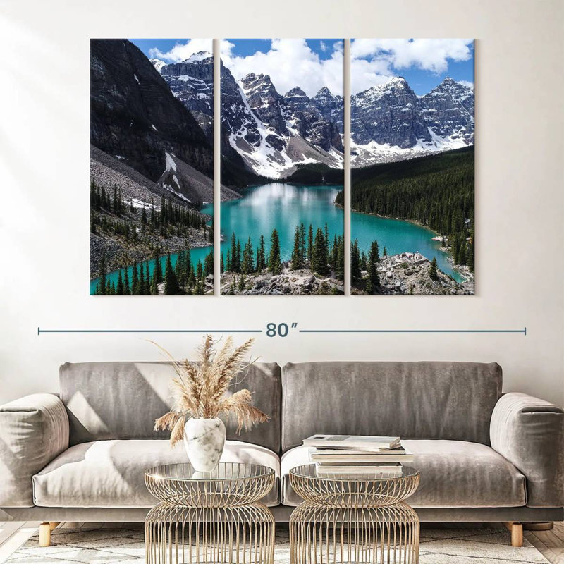 Lake Louise Landscape Wall Art, reproduction d'art sur toile, H 42 po x l 65 po x P 1,25 po