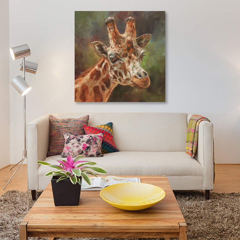 «Giraffe Portrait II», impression sur toile, H 48 po x l 48 po x P 1,5 po, Pas de tapis, Toile tendue