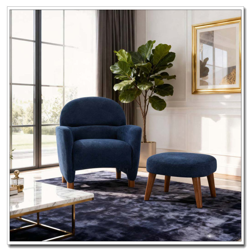 Chaise de loisir rembourrée avec repose-pieds, Bleu