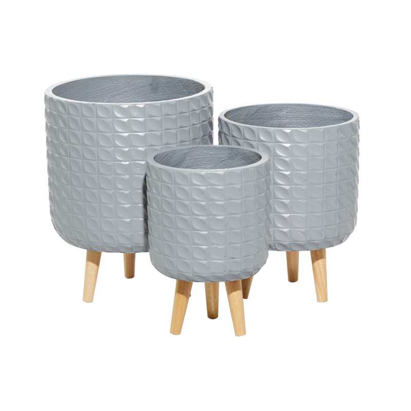 Wood Contemporary Planter, Gray