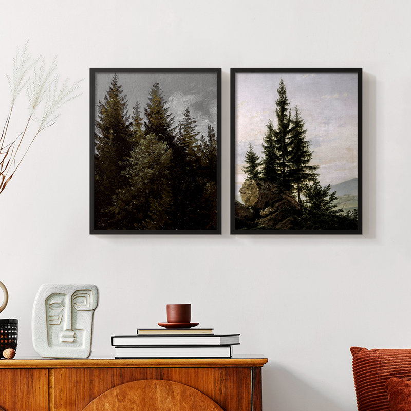 «Vintage Landscape XXXVI», impression giclée sur cadre - ensemble de 2, Noir, noir, noir, noir, H 23 po x l 58 po
