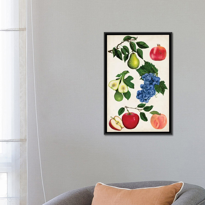 « fruit collection i », impression sur toile, H 26 po x l 18 po x P 1,5 po, Toile avec cadre noir, Pas de tapis