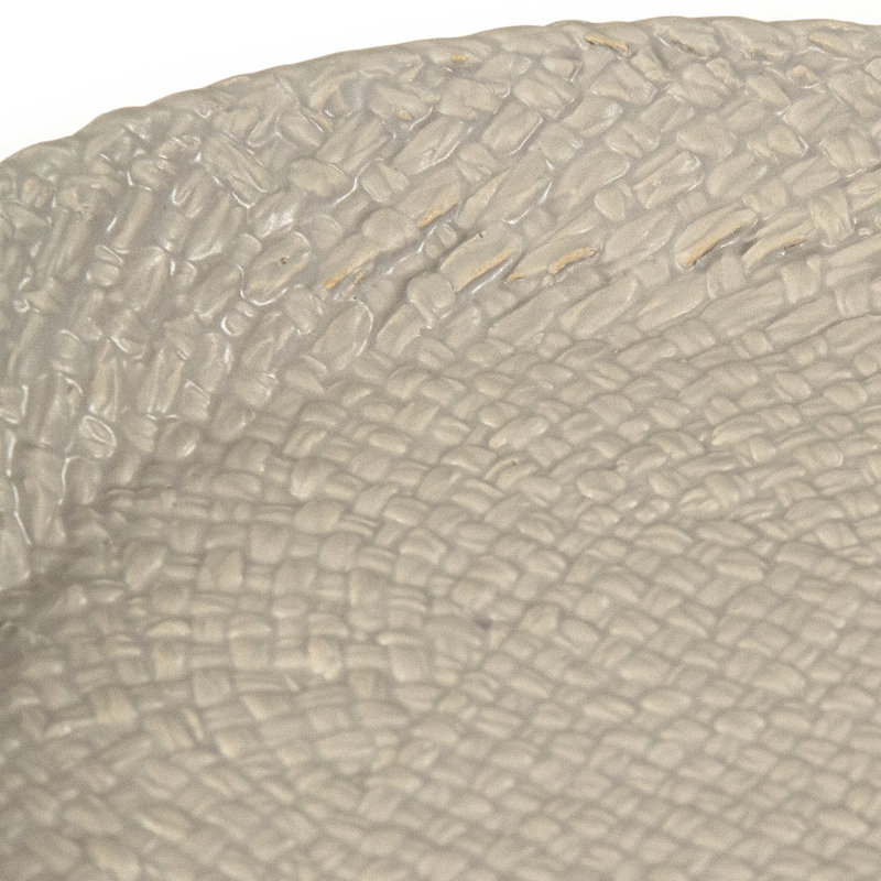 Cross Weave Ceramic Platter, Gray