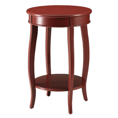 Red Side Table With Bottom Storage - Exudes Timeless Grace Crafted Wood Shelf Adds A Touch Of Luxury From Solid
