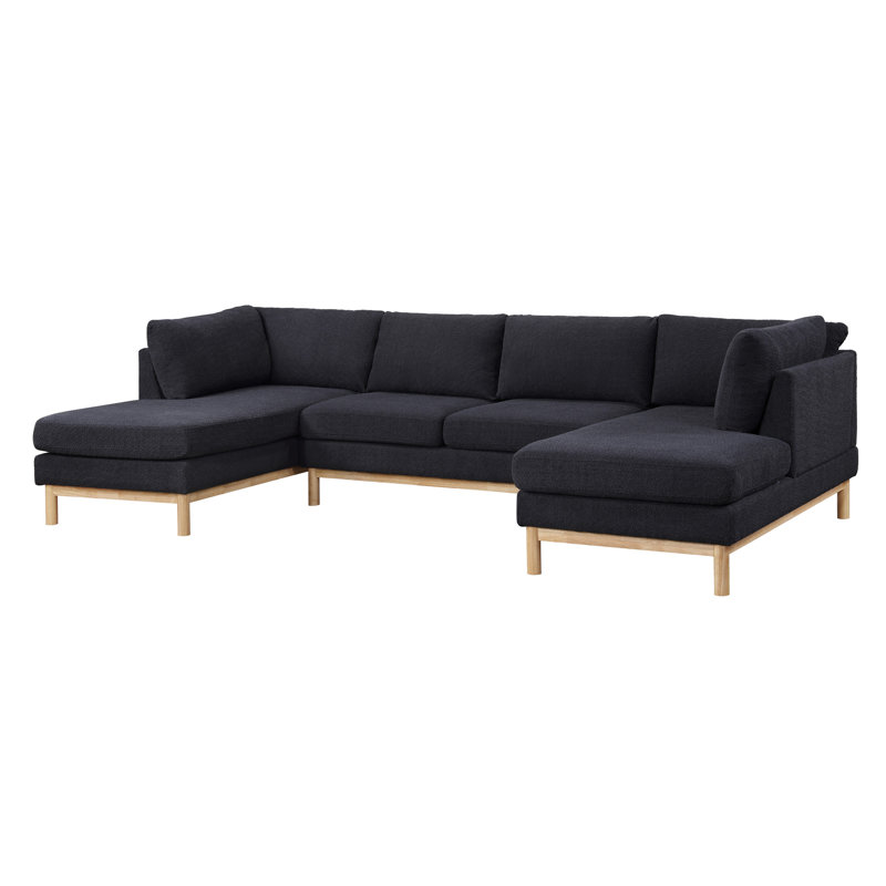 Hallie  Sherpa 124" Wide Double Chaise U-Shape Sectional Sofa