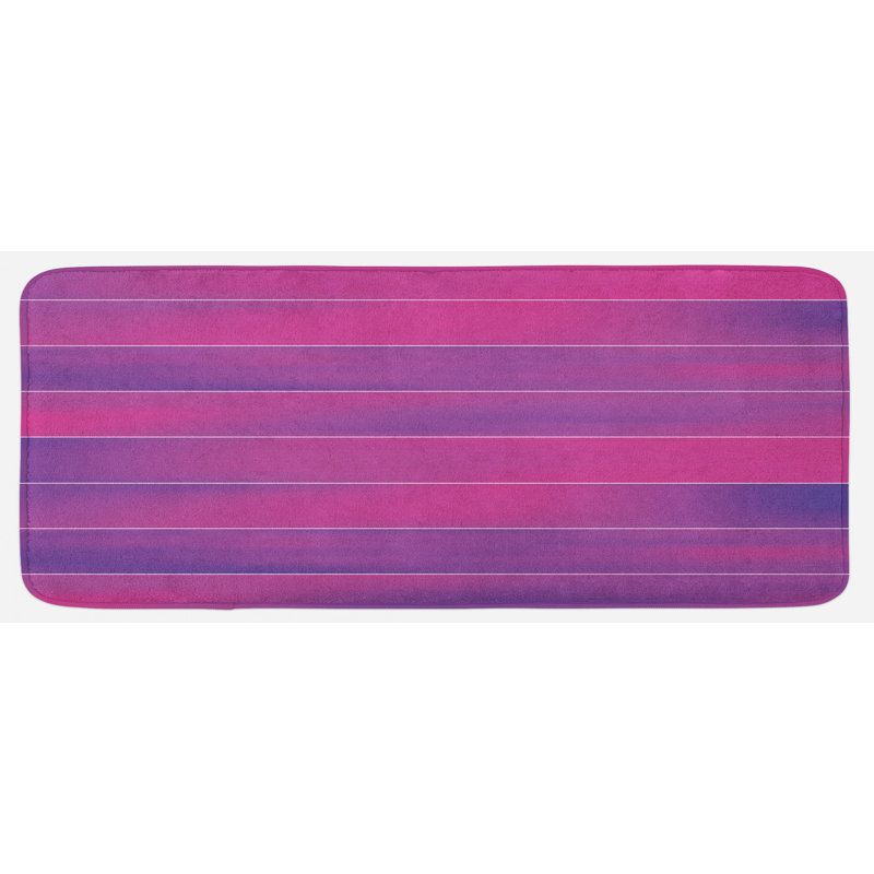 Bandes de couleur horizontales rayures avec effet fluorescent et transitions douces. tapis de cuisine violet