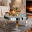 Round Coffee Table Mirrored Diamonds Inlay