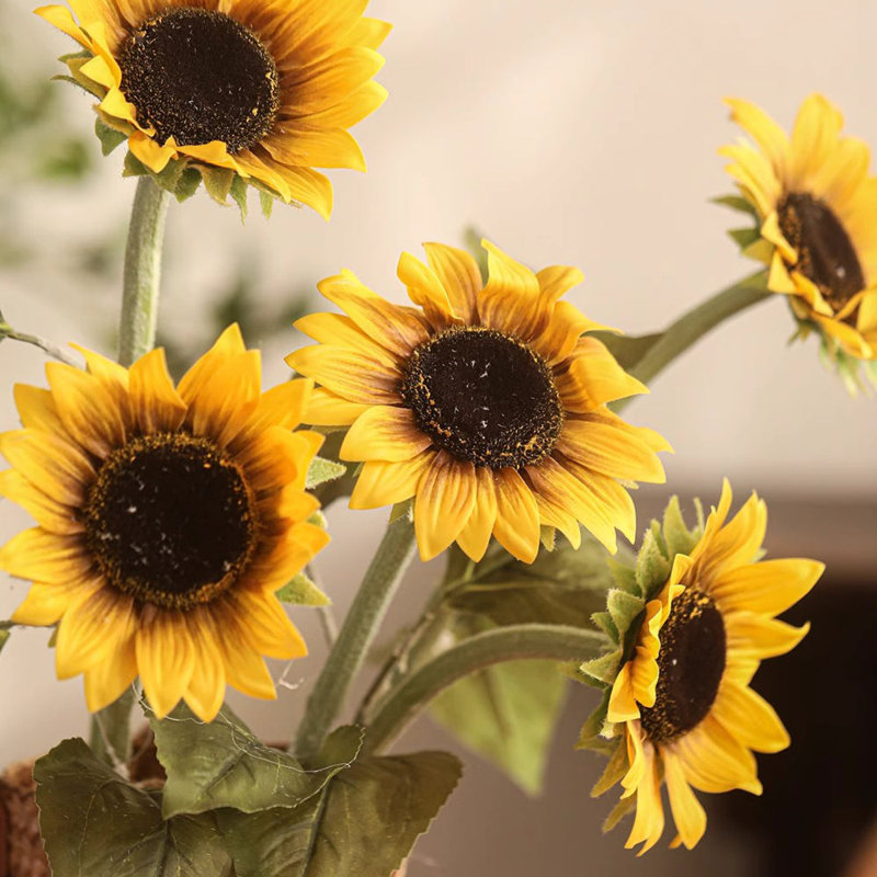 One-Head Artificial Sunflower Stem 19.7" Tall, Purple