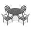 Patio noir en aluminium coulé avec coussins stables en tissu