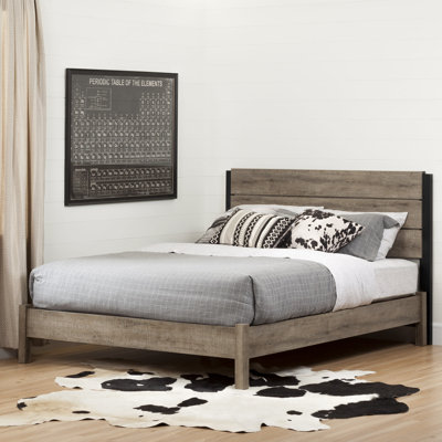 Munich Queen Platform Bed Set Weathered Oak -  South Shore, 15137