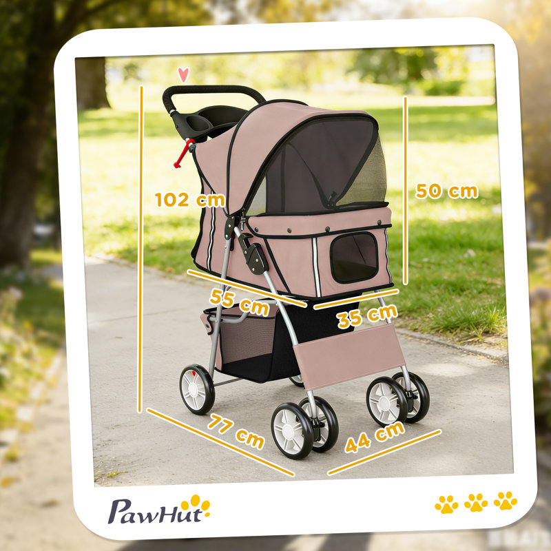 Foldable Pet Stroller, Brown