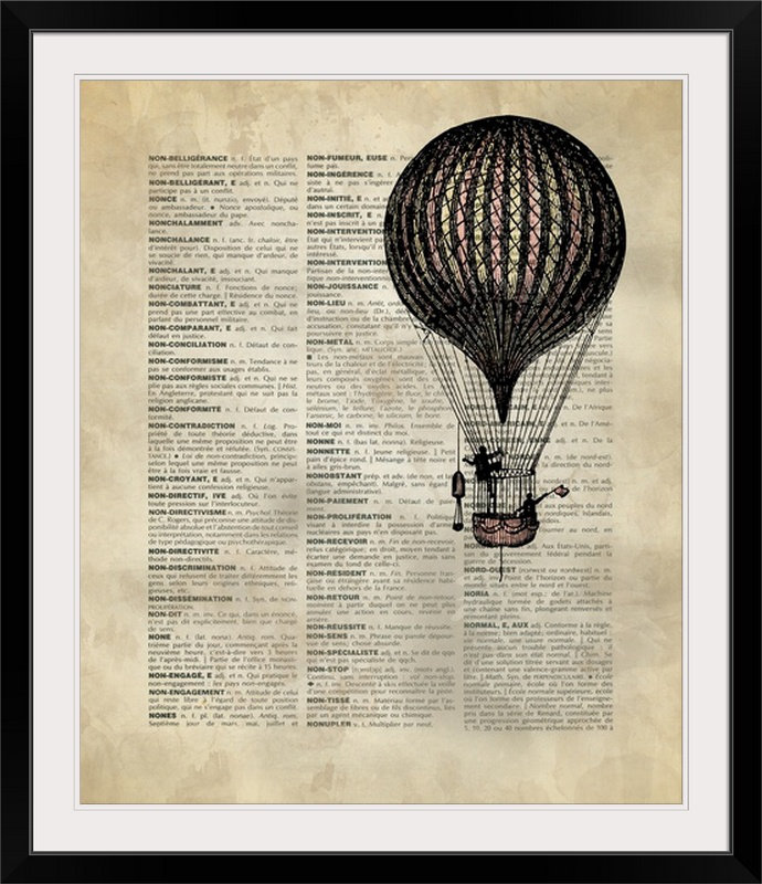 Great Big Canvas 'Vintage Dictionary Art Hot Air Balloon 2 by Kate ...