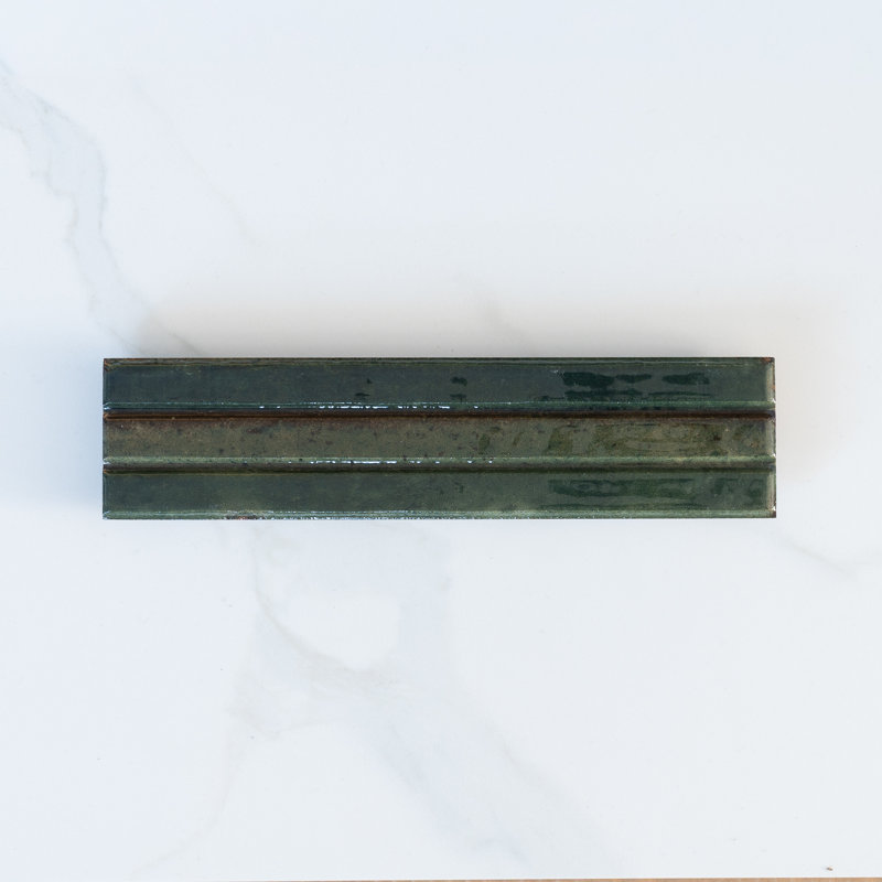 Lucca 2.5" x 9.5" Italian 3D Porcelain Subway Tile, Oliva Emerald Green