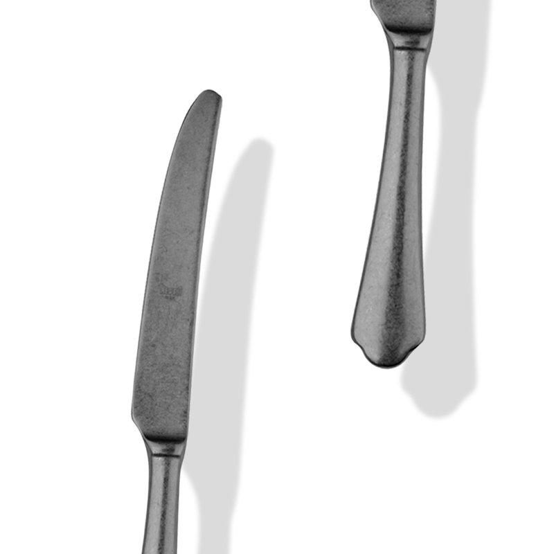 MEPRA Stainless Steel Flatware Set - Service for 4, Pewter Black Gold