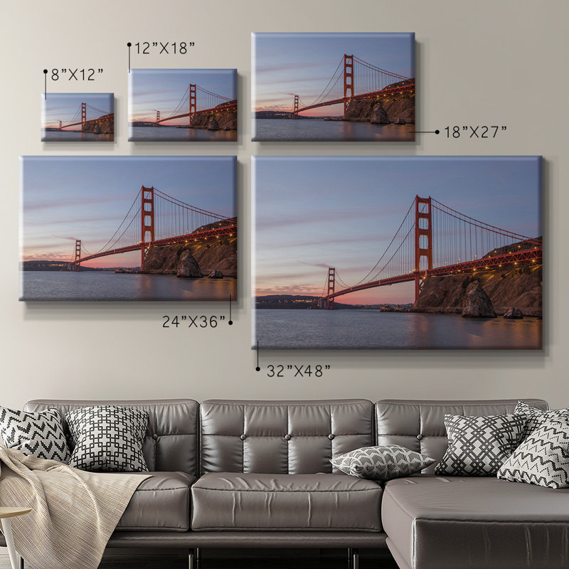 Toile tendue avec châssis Golden Gate Span - prête à être accrochée, H 40 po x l 60 po