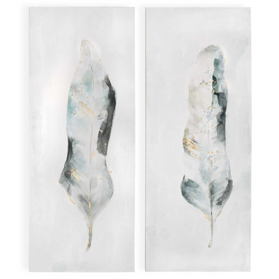 « plume », ensemble de 2 reproductions encadrées sur toile