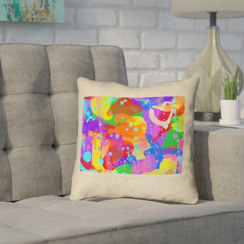 «Katelyn Smith Wyoming Love», aquarelle, 26 po x 26 po, Housse / couvercle, Polyester sergé