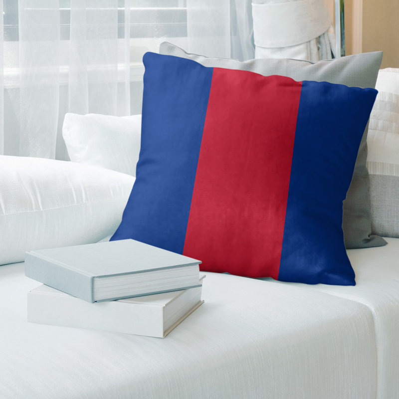Coussin décoratif , Bleu / Rouge, 18 po x 18 po, Bourre en polyester