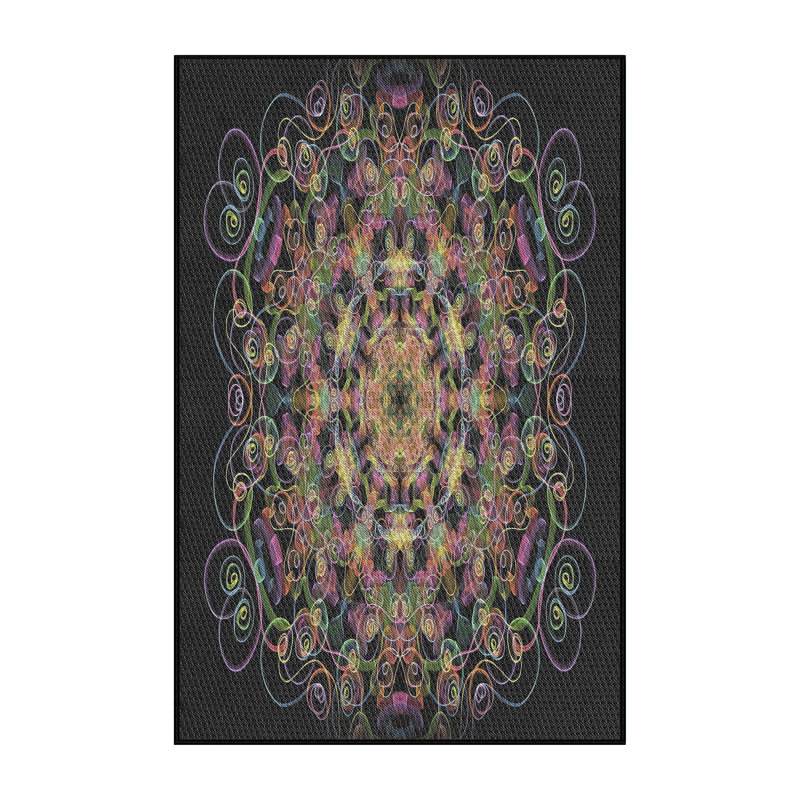 Tapis noir/rose à tisser électrique, Rectangle 6 pi x 9 pi